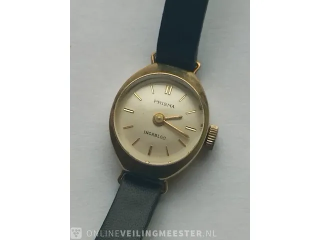 Vintage dameshorloge prisma 14kt gouden mechanisch - afbeelding 3 van  4