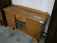 Vintage dressoir met 2 deuren, lade en een glasdeur in lood - afbeelding 10 van  17