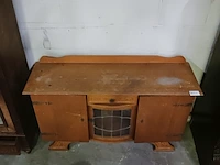 Vintage dressoir met 2 deuren, lade en een glasdeur in lood - afbeelding 11 van  17