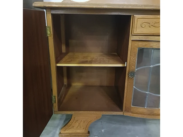 Vintage dressoir met 2 deuren, lade en een glasdeur in lood - afbeelding 15 van  17