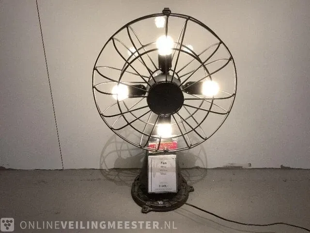 Vintage fan tafellamp grijs - afbeelding 1 van  4