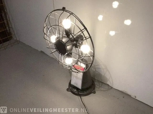 Vintage fan tafellamp grijs - afbeelding 2 van  4