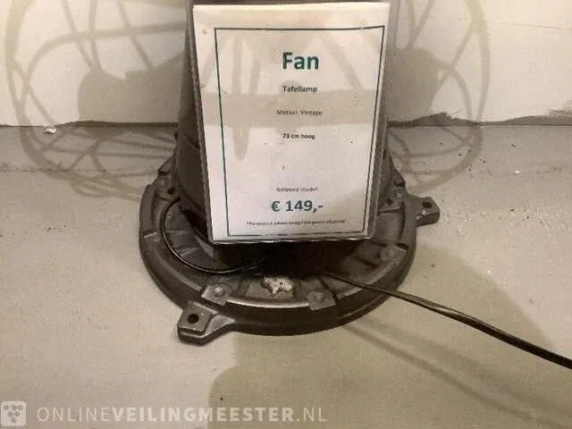 Vintage fan tafellamp grijs - afbeelding 3 van  4