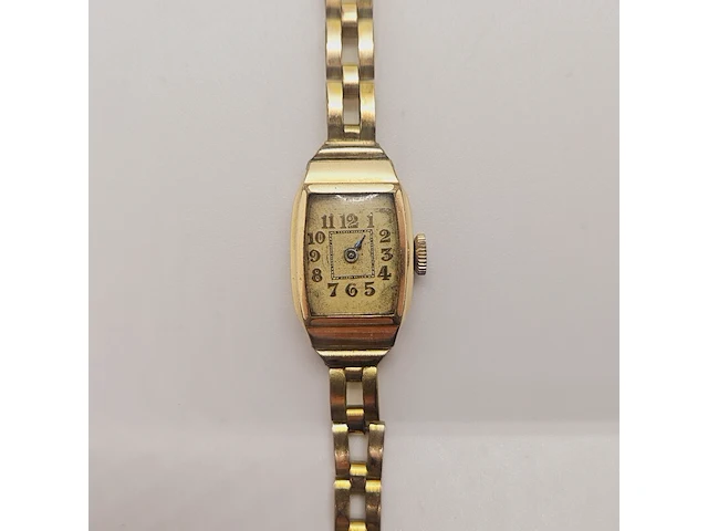 Vintage glashütte 20 micron gouden dameshorloge - mechanisch - afbeelding 1 van  7