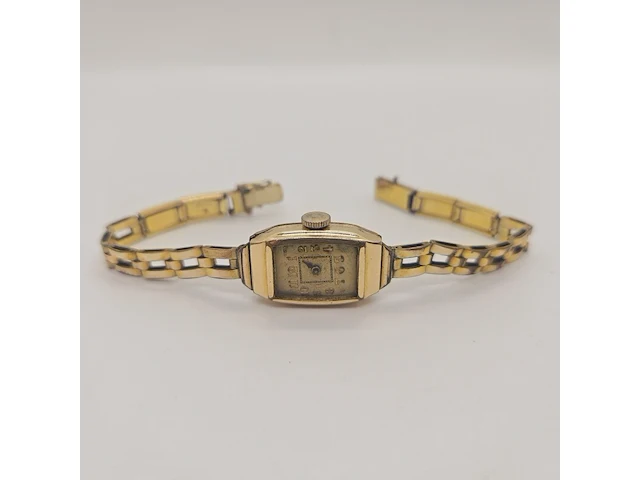 Vintage glashütte 20 micron gouden dameshorloge - mechanisch - afbeelding 5 van  7