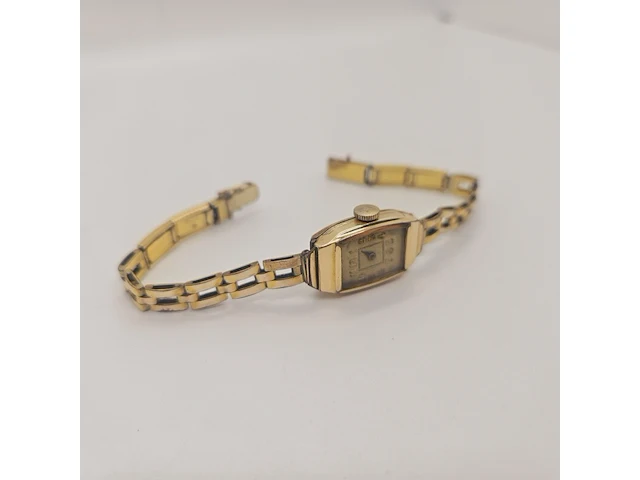 Vintage glashütte 20 micron gouden dameshorloge - mechanisch - afbeelding 6 van  7