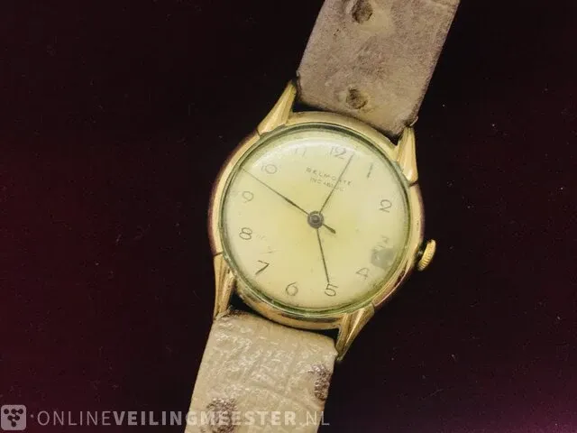 Vintage horloge - belmonte incabloc - mechanische handwinder - afbeelding 1 van  7