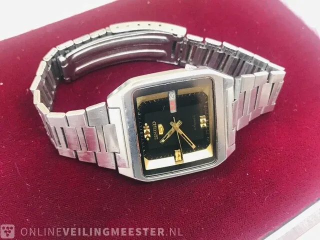Vintage horloge - seiko 5 automatic daydate - zeldzaam tank horloge - afbeelding 2 van  7