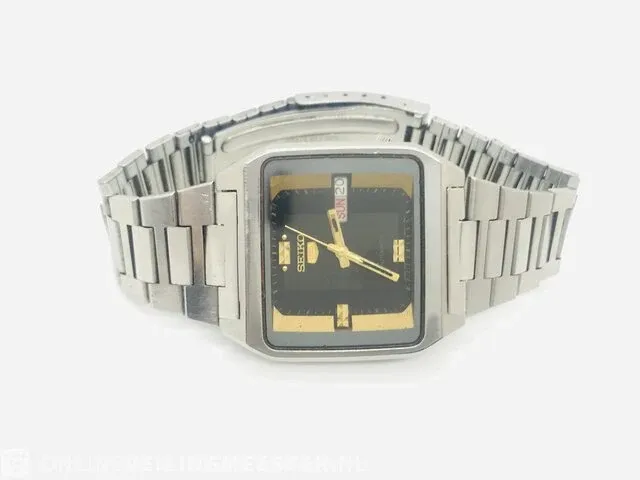 Vintage horloge - seiko 5 automatic daydate - zeldzaam tank horloge - afbeelding 3 van  7