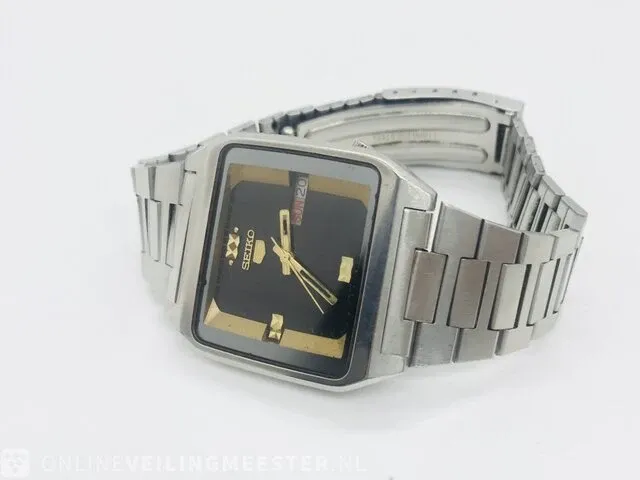 Vintage horloge - seiko 5 automatic daydate - zeldzaam tank horloge - afbeelding 4 van  7
