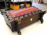 Vintage hout met leder lectuurbak - afbeelding 5 van  5