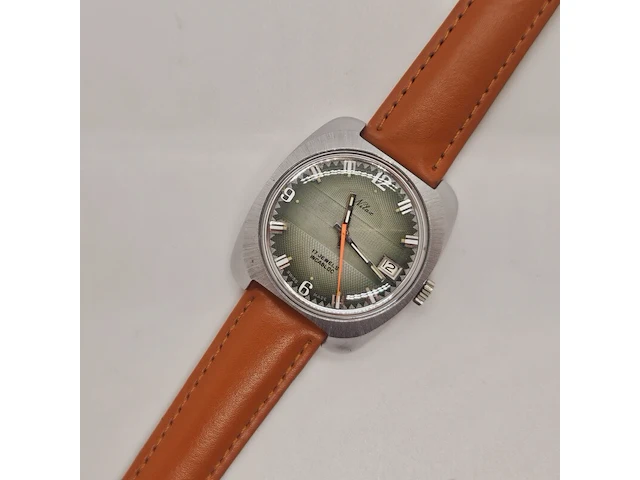 Vintage nilax mechanisch horloge met guilloche wijzerplaat - afbeelding 2 van  7