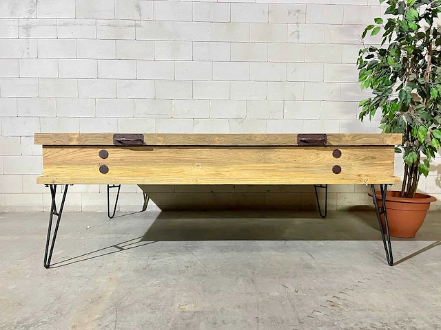 Vintage salontafel met klep - afbeelding 1 van  5