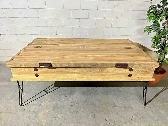 Vintage salontafel met klep - afbeelding 2 van  5