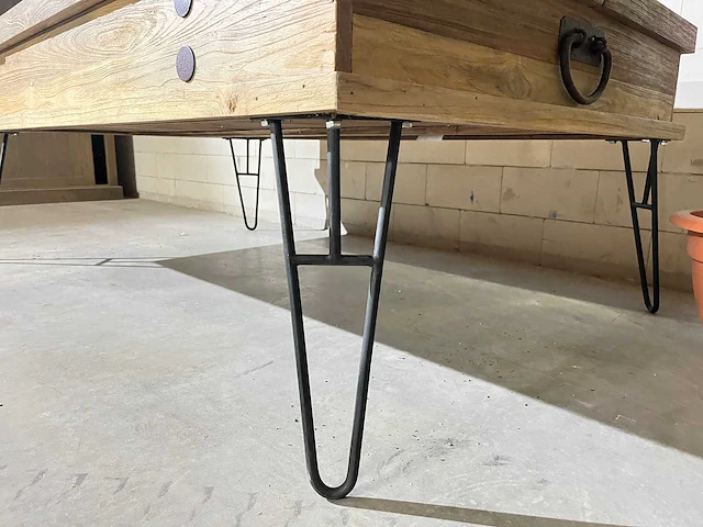 Vintage salontafel met klep - afbeelding 3 van  5