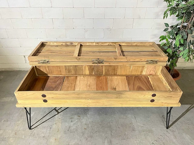 Vintage salontafel met klep - afbeelding 5 van  5