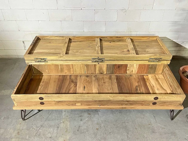 Vintage salontafel met klep - afbeelding 2 van  6