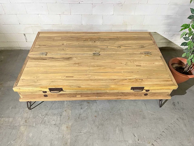 Vintage salontafel met klep - afbeelding 3 van  6