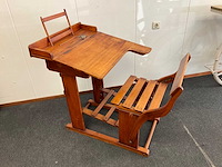 Vintage schoolbank voetenplank verstelbaar - afbeelding 1 van  5