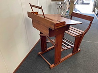 Vintage schoolbank voetenplank verstelbaar - afbeelding 5 van  5