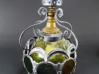 Vintage tinnen glas en lood bollamp - afbeelding 2 van  5