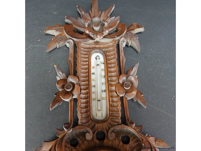 Vintage weerstation in gesneden houten lijst - afbeelding 3 van  5