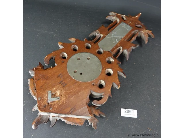 Vintage weerstation in gesneden houten lijst - afbeelding 5 van  5