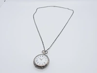 Vintage zilveren romeins zakhorloge met ketting - afbeelding 5 van  6