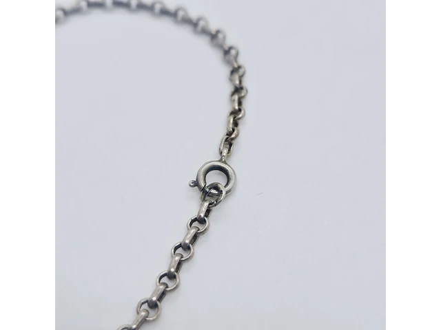 Vintage zilveren romeins zakhorloge met ketting - afbeelding 6 van  6