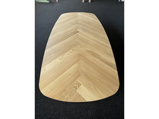 Visgraat eiken tafelblad 240x110 cm facetrand zwart - afbeelding 1 van  6