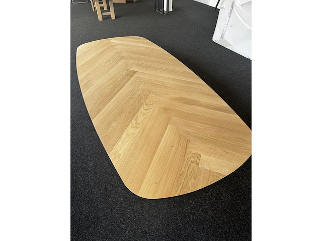 Visgraat eiken tafelblad 240x110 cm facetrand zwart - afbeelding 2 van  6