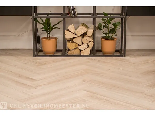 Visgraat laminaat vloer - 40,46m2 floer, creme eiken - afbeelding 7 van  7