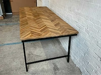 Visgraatmotief, massief hout met vigneerlaag eetkamertafel - afbeelding 5 van  8