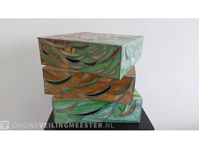 Vitray / glas-in-lood "three boxes" - afbeelding 2 van  5