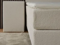Vlakke boxspring teddy, afmeting 160 x 200 teddystof wit - afbeelding 1 van  3