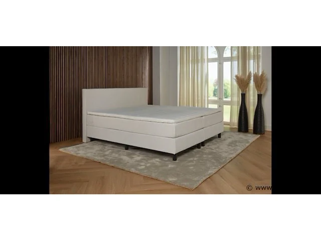 Vlakke boxspring teddy, afmeting 160 x 200 teddystof wit - afbeelding 3 van  3