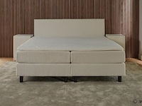 Vlakke boxspring teddy, afmeting 160 x 200 teddystof wit - afbeelding 2 van  3