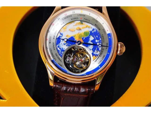 Vliegende tourbillon herenhorloge - worldtimer - afbeelding 1 van  3