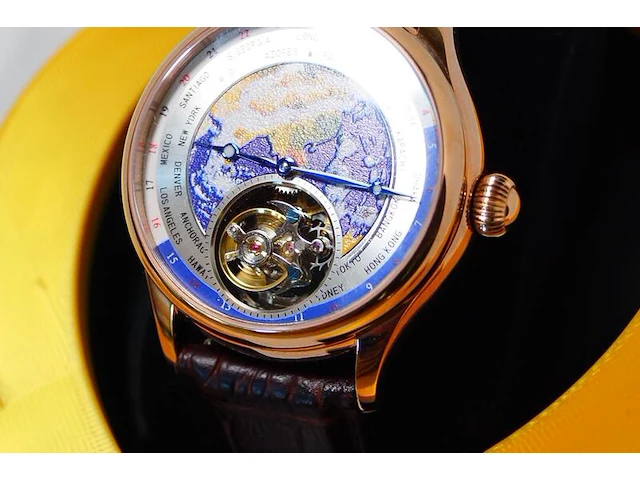 Vliegende tourbillon herenhorloge - worldtimer - afbeelding 2 van  3