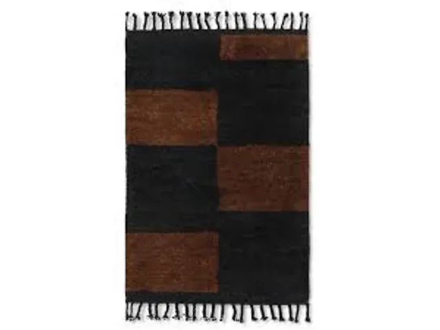Vloerkleed ferm living, mara knotted, black/chocolat - afbeelding 1 van  4