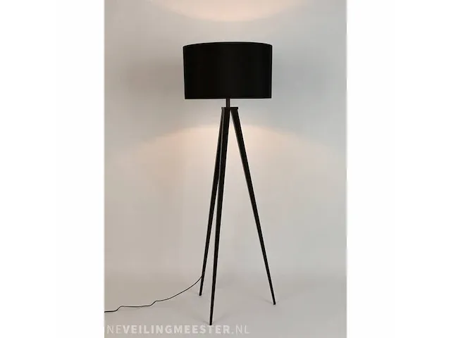 Vloerlamp zuiver, tripod, zwart - afbeelding 2 van  3