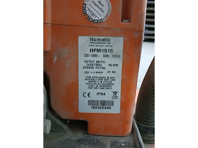 Vloerschuurmachine roterend - 230v numatic, hfm 1515, bouwjaar 2016 - afbeelding 3 van  12