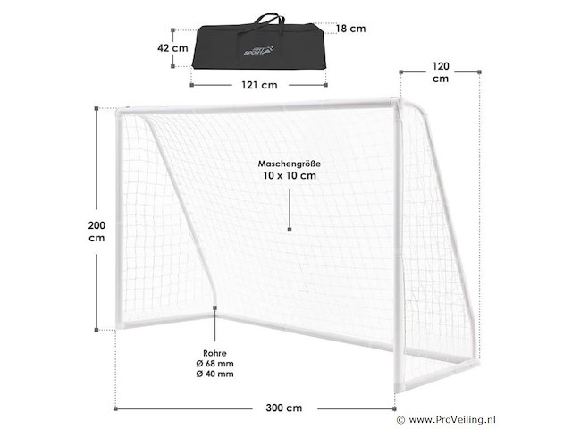 Voetbaldoel / goal 300 x 200 cm incl. net & tas - afbeelding 7 van  14