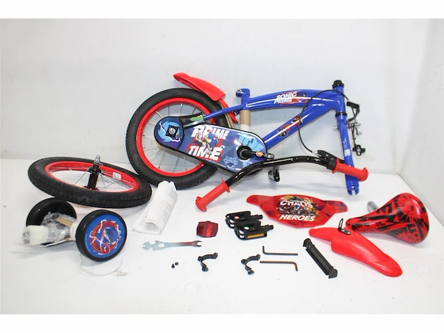 Volare sonic prime kinderfiets jongens 14 inch blauw rood - afbeelding 5 van  6