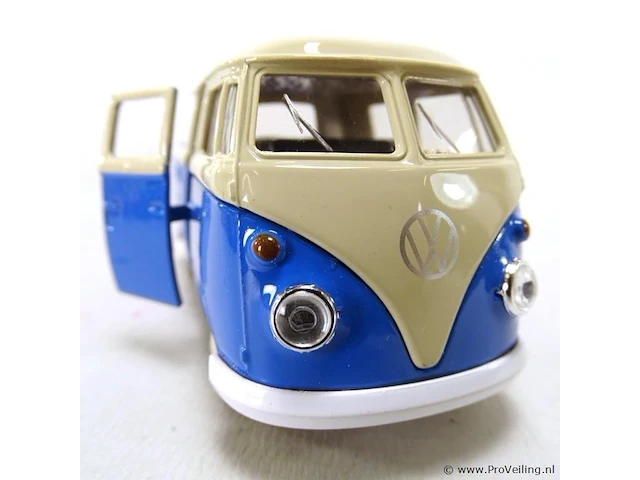 Volkswagen t1 doka pick-up blauw-beige - afbeelding 3 van  5