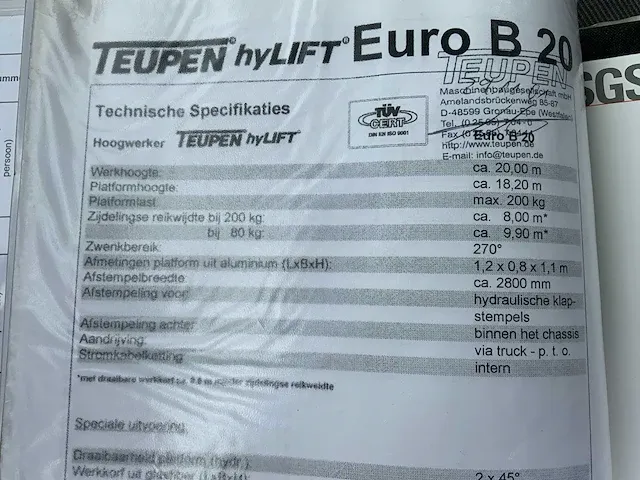 Volkswagen/teupen hylift lt lt35 2.5tdi lang/euro b 20t autohoogwerken - afbeelding 20 van  28