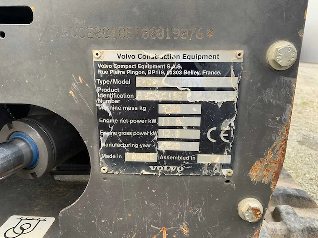 Volvo - 2019 - ec18e - minigraafmachine - afbeelding 19 van  26