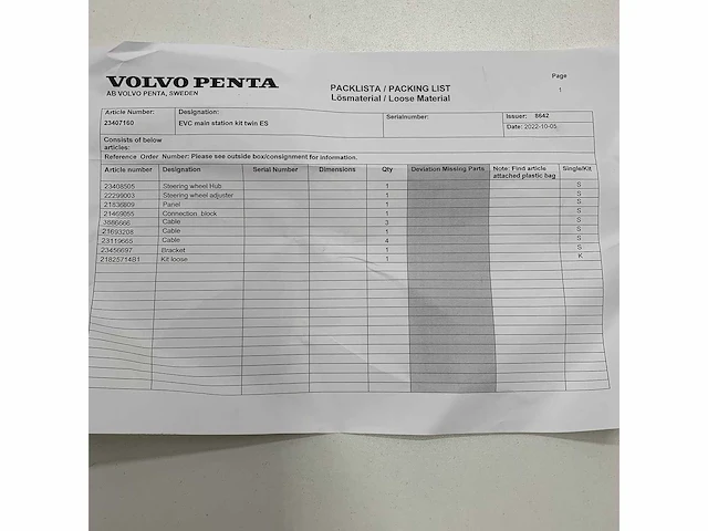 Volvo penta evc main station steering kit twin engine ips - 23407160 - afbeelding 2 van  7