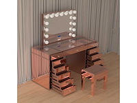 Vonato - glossy rose - kaptafel met verlichting - dressing table - afbeelding 4 van  33