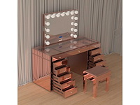 Vonato - glossy rose - kaptafel met verlichting - dressing table - afbeelding 1 van  33